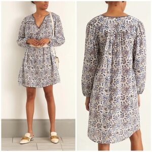Xirena Nyssa Brown Blue paisley block print cotton dress Sz Small